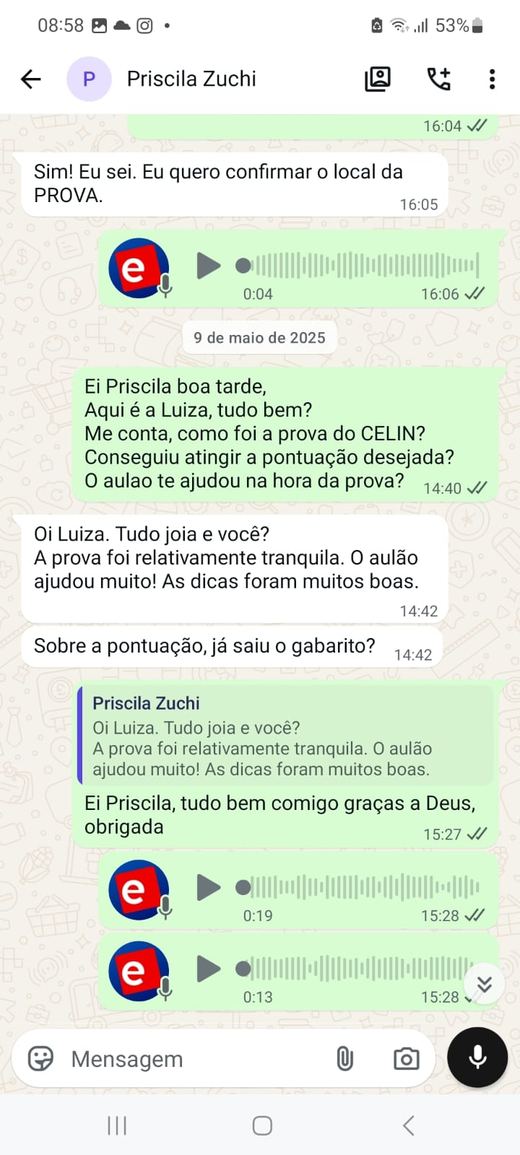 Depoimento de aluno