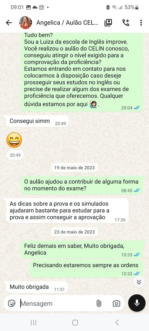 Depoimento de aluno