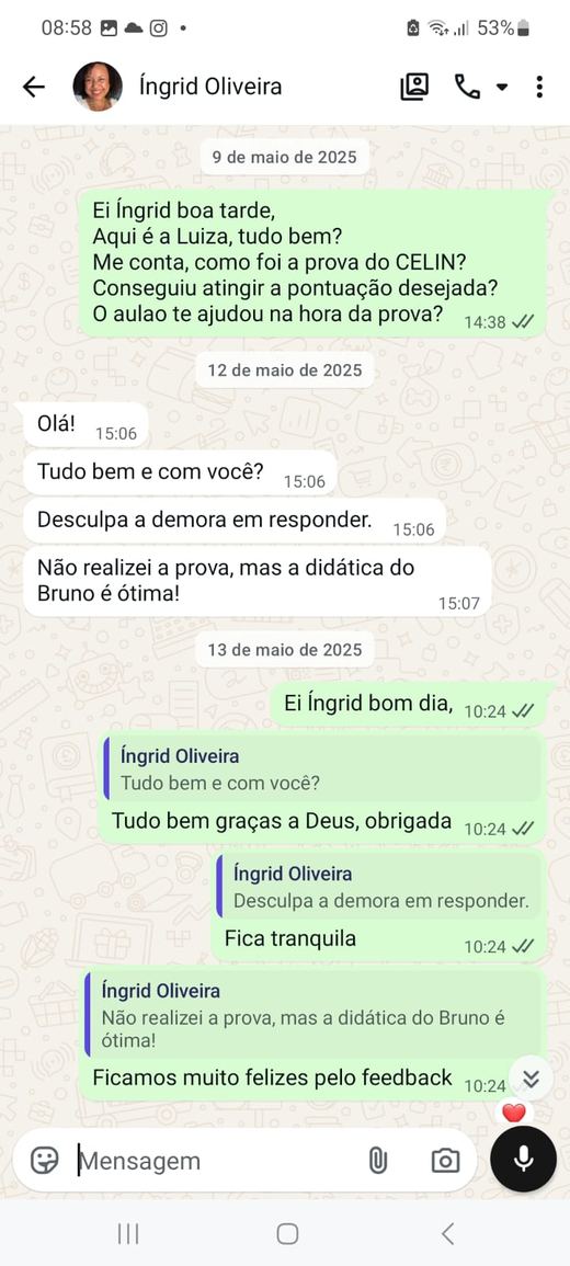 Depoimento de aluno
